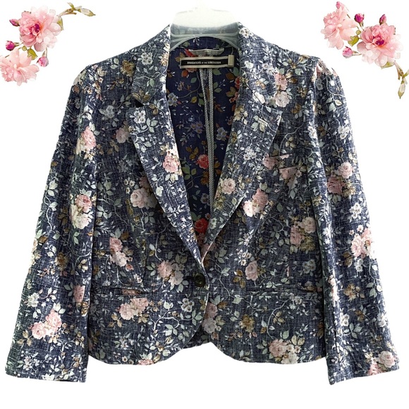 Anthropologie Jackets & Blazers - Daughters of Liberation floral crop linen blazer 6